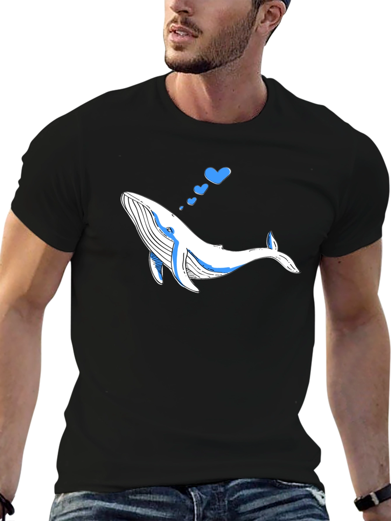 Whale Love Graphic Black T-Shirt