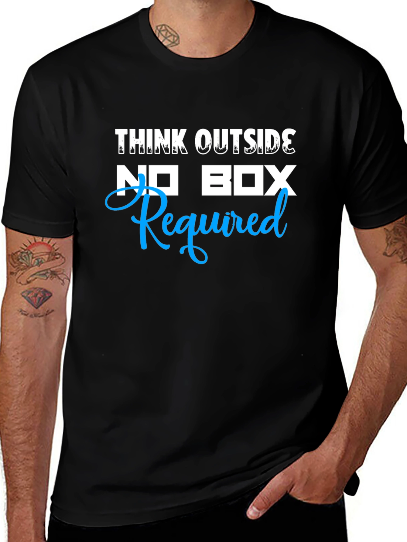 Think Outside No Box Required Mens Black T-Shirt