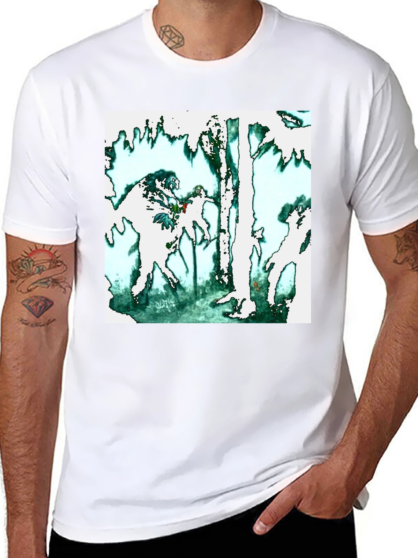 Abstract Forest Graphic Black T-Shirt