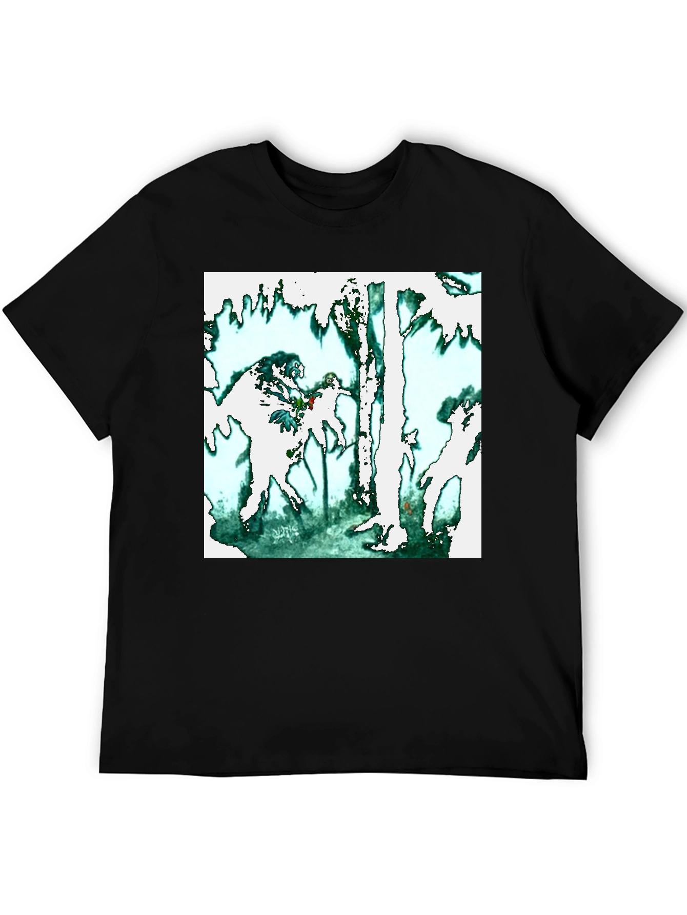 Abstract Forest Graphic Black T-Shirt