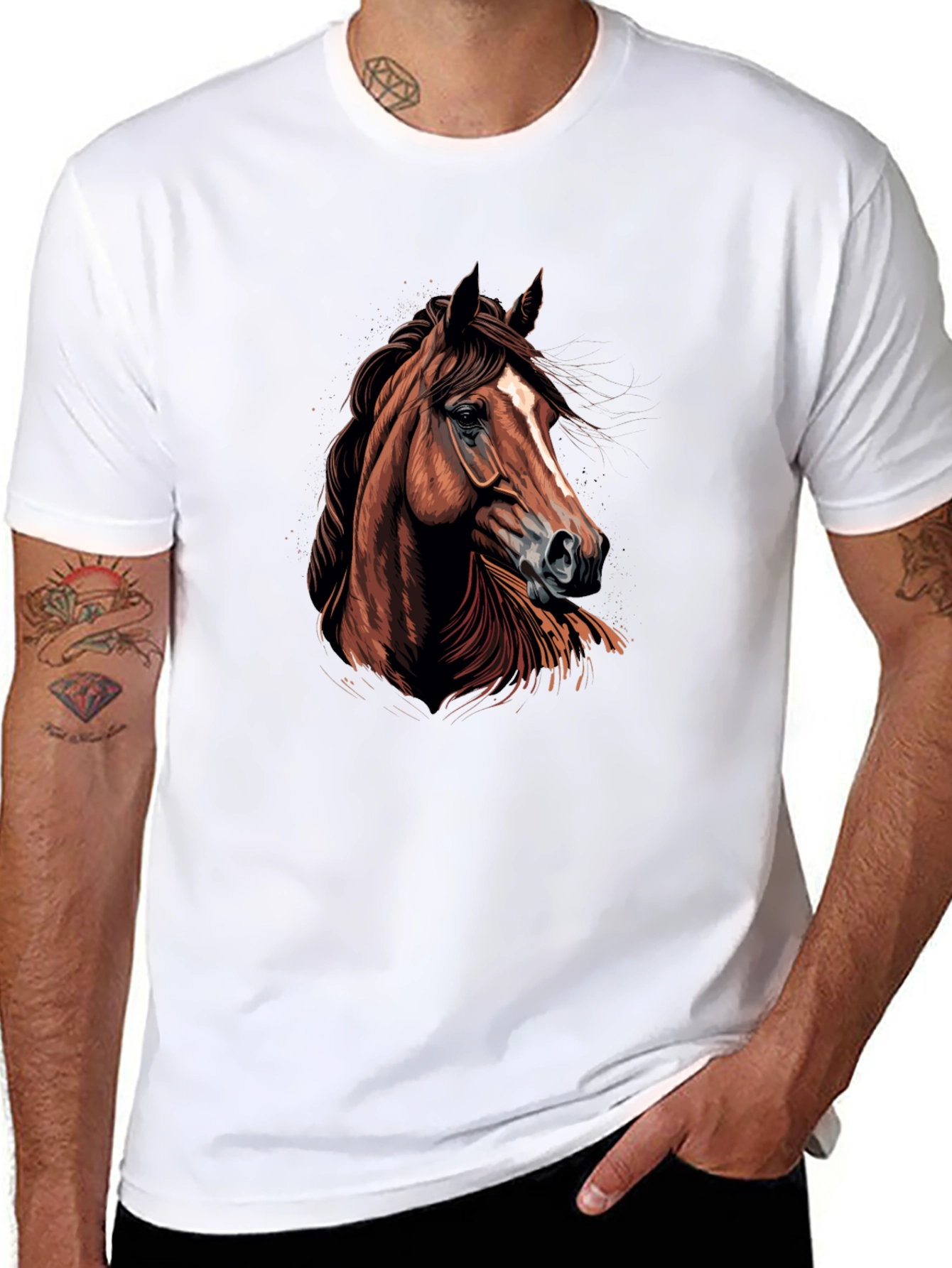 Horse Graphic Print Black T-Shirt