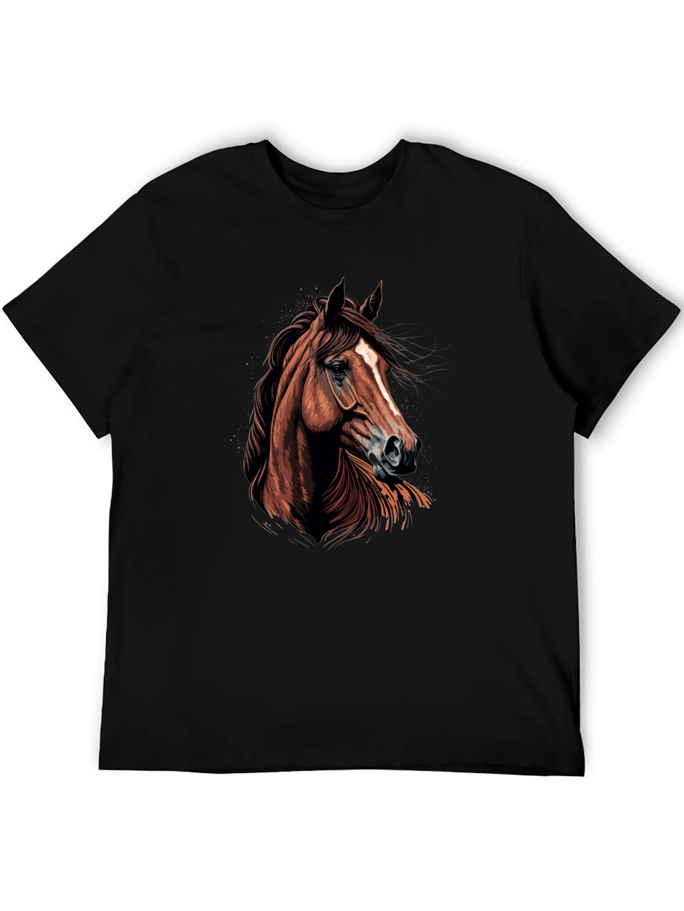 Horse Graphic Print Black T-Shirt