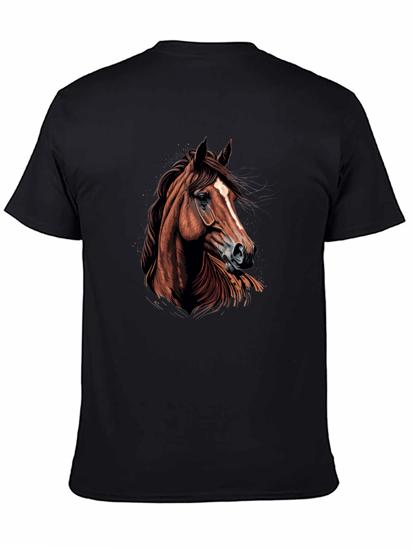 Horse Graphic Print Black T-Shirt