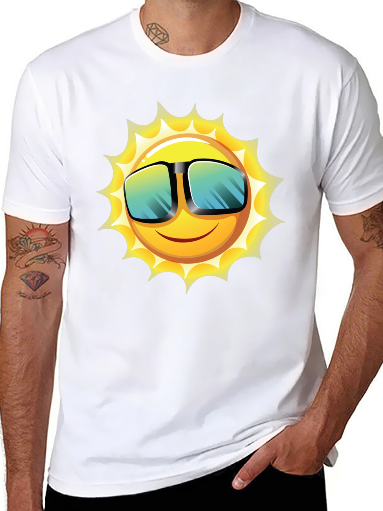 Funky Sun Graphic Tee - Black Cotton