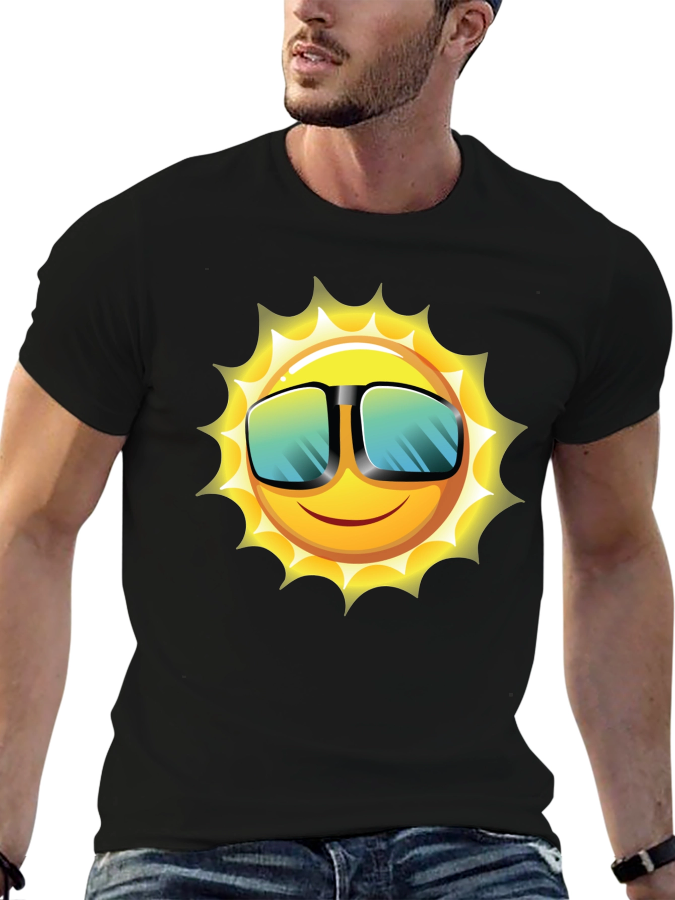 Funky Sun Graphic Tee - Black Cotton