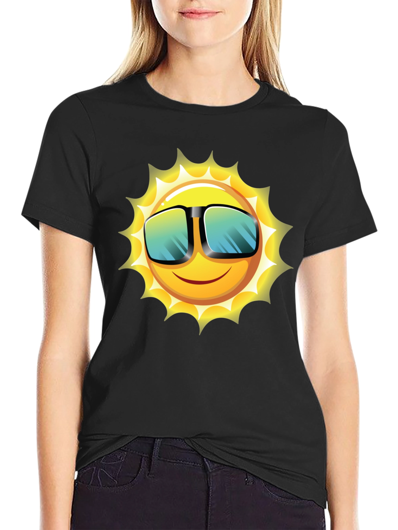 Funky Sun Graphic Tee - Black Cotton