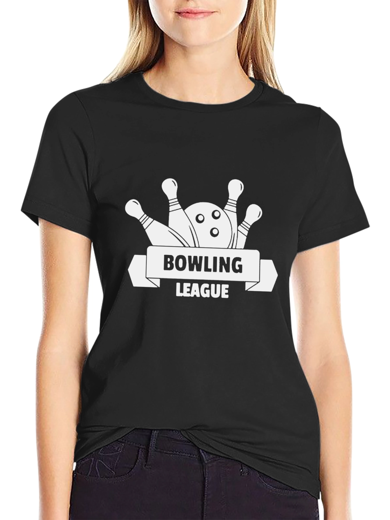 Bowling League Graphic Tee - Black