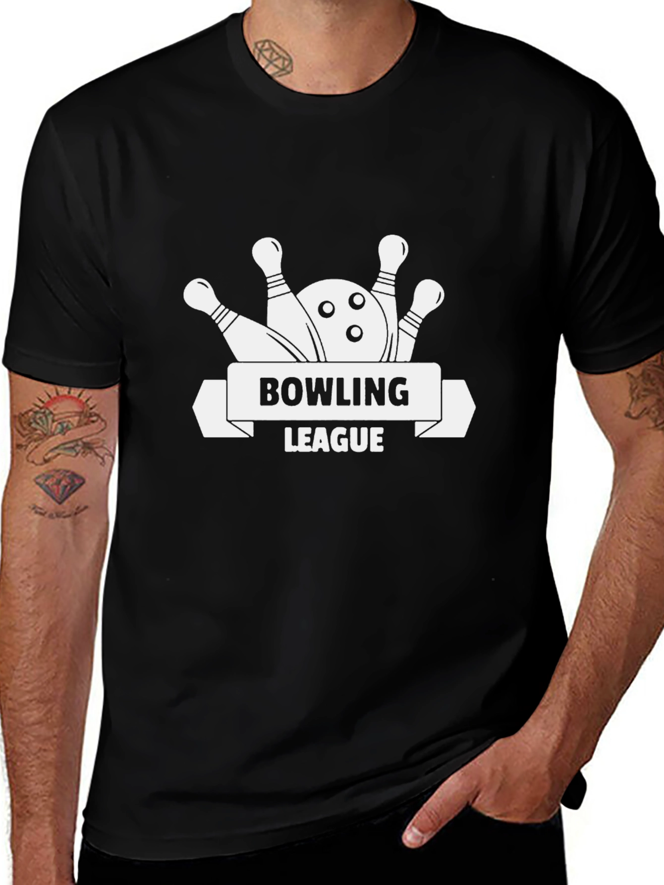 Bowling League Graphic Tee - Black