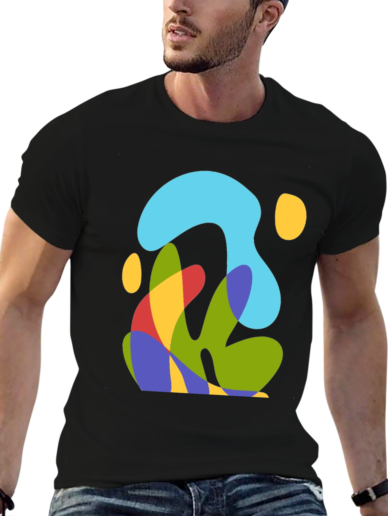 Abstract Graphic Mens Black T-Shirt