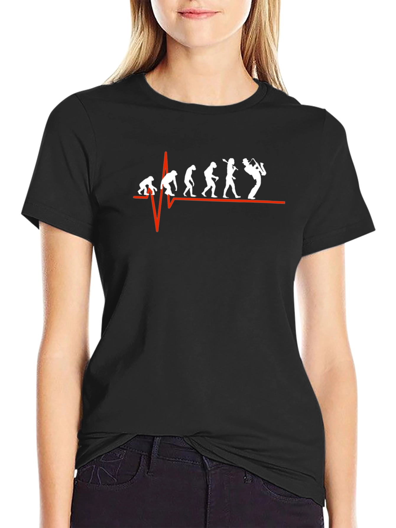 Evolution of Saxophone Player Black T-Shirt
