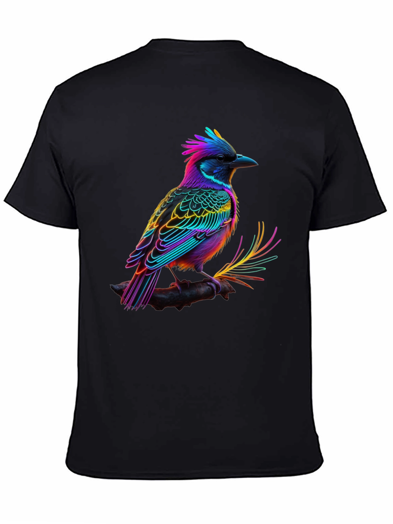 Neon Bird Graphic Tee - Vibrant Black T-Shirt