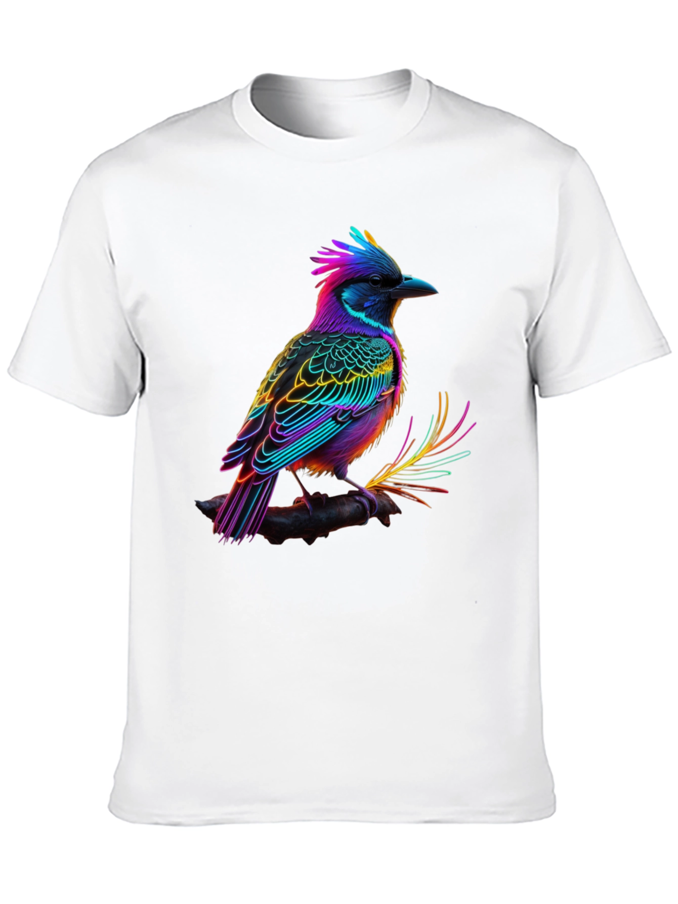 Neon Bird Graphic Tee - Vibrant Black T-Shirt