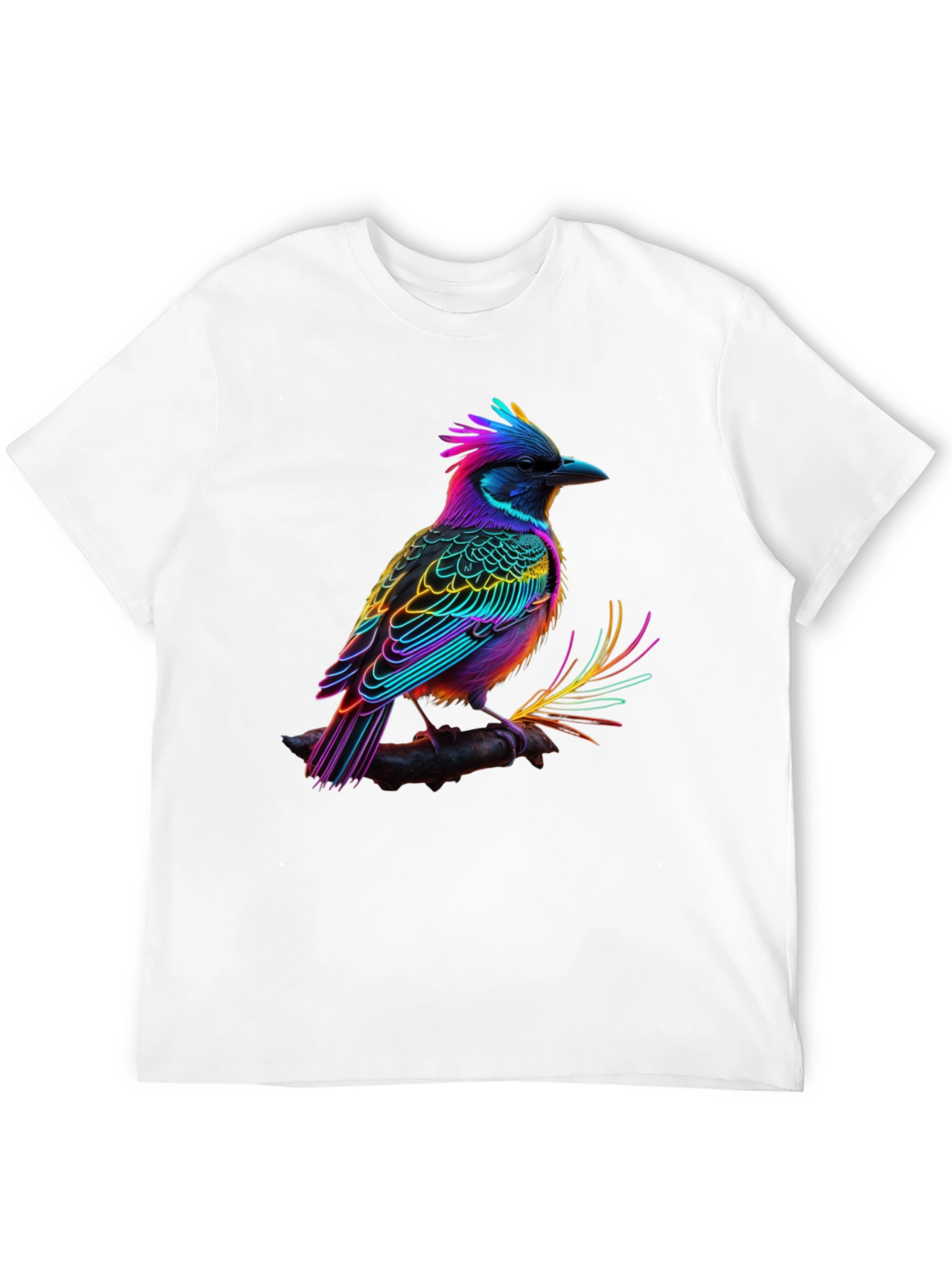 Neon Bird Graphic Tee - Vibrant Black T-Shirt