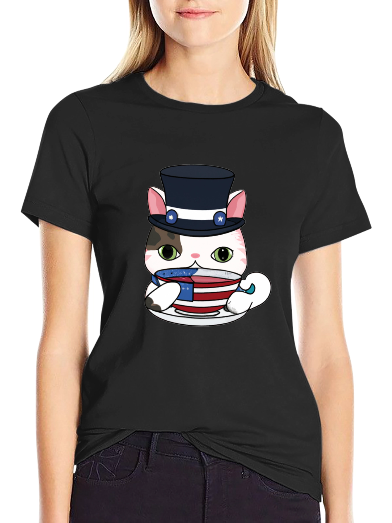 Patriotic Cat T-Shirt - Uncle Sam Style