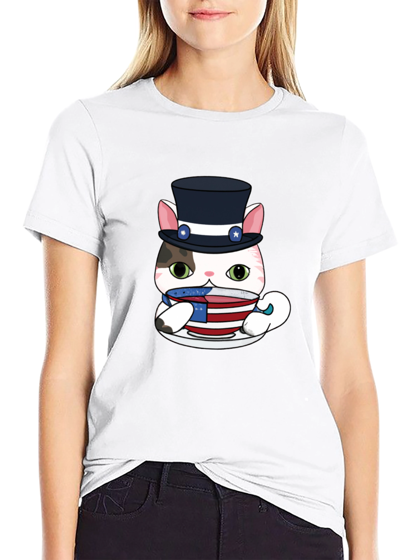 Patriotic Cat T-Shirt - Uncle Sam Style