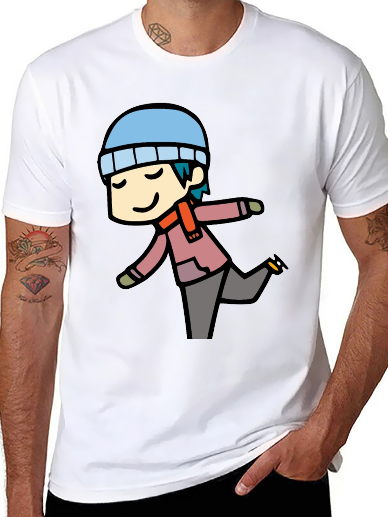 Cartoon Skater Black Tee