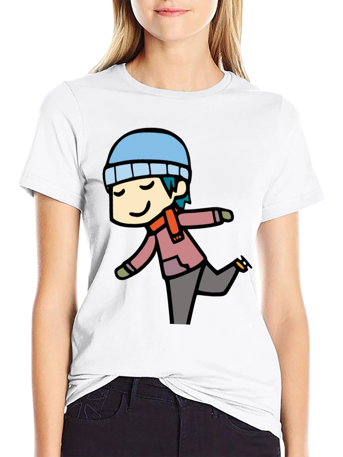 Cartoon Skater Black Tee