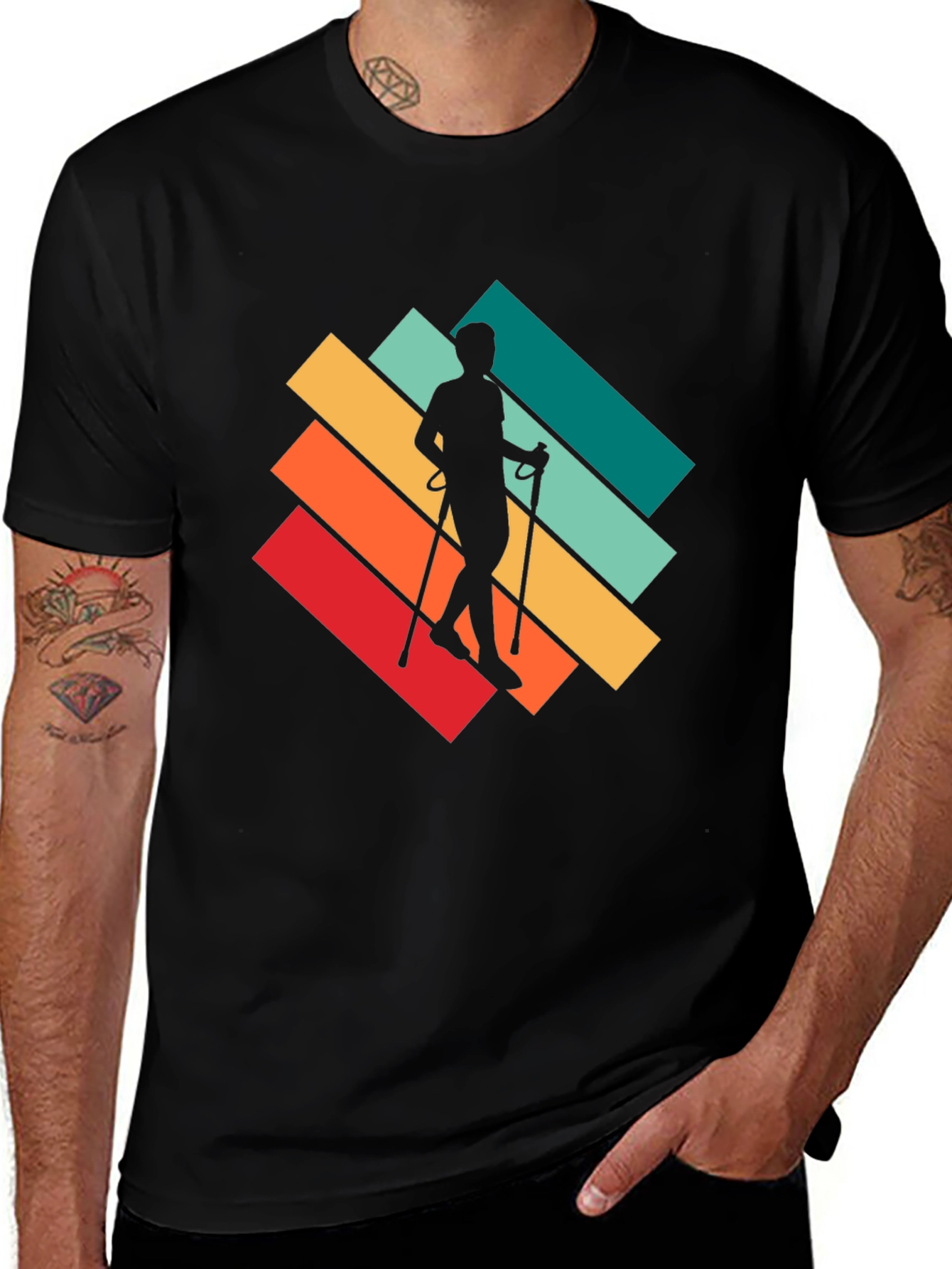 Retro Hiker T-Shirt - Walking Silhouette Design