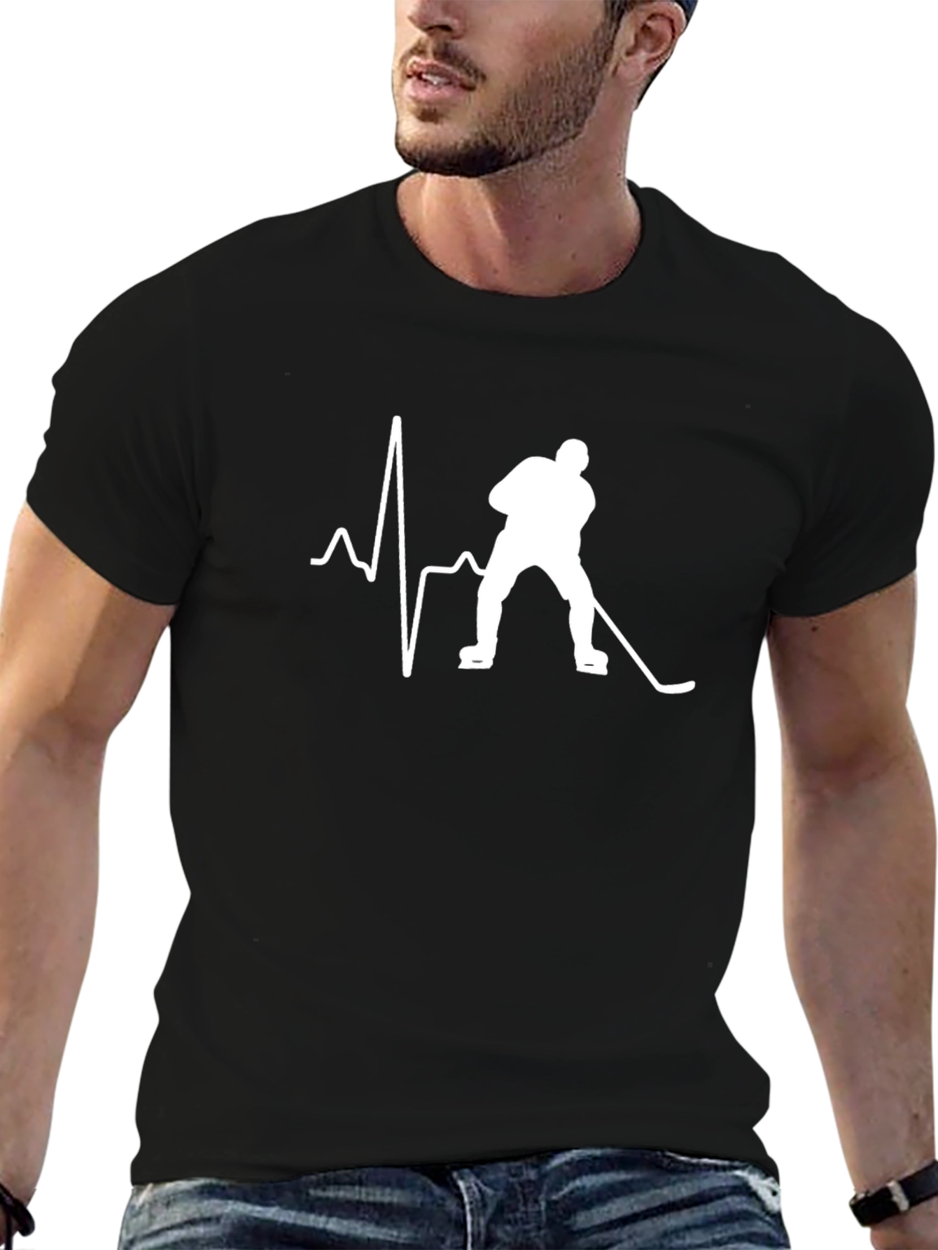 Hockey Heartbeat T-Shirt - Black