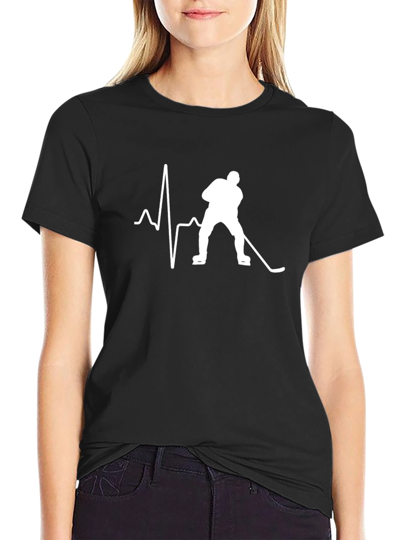 Hockey Heartbeat T-Shirt - Black