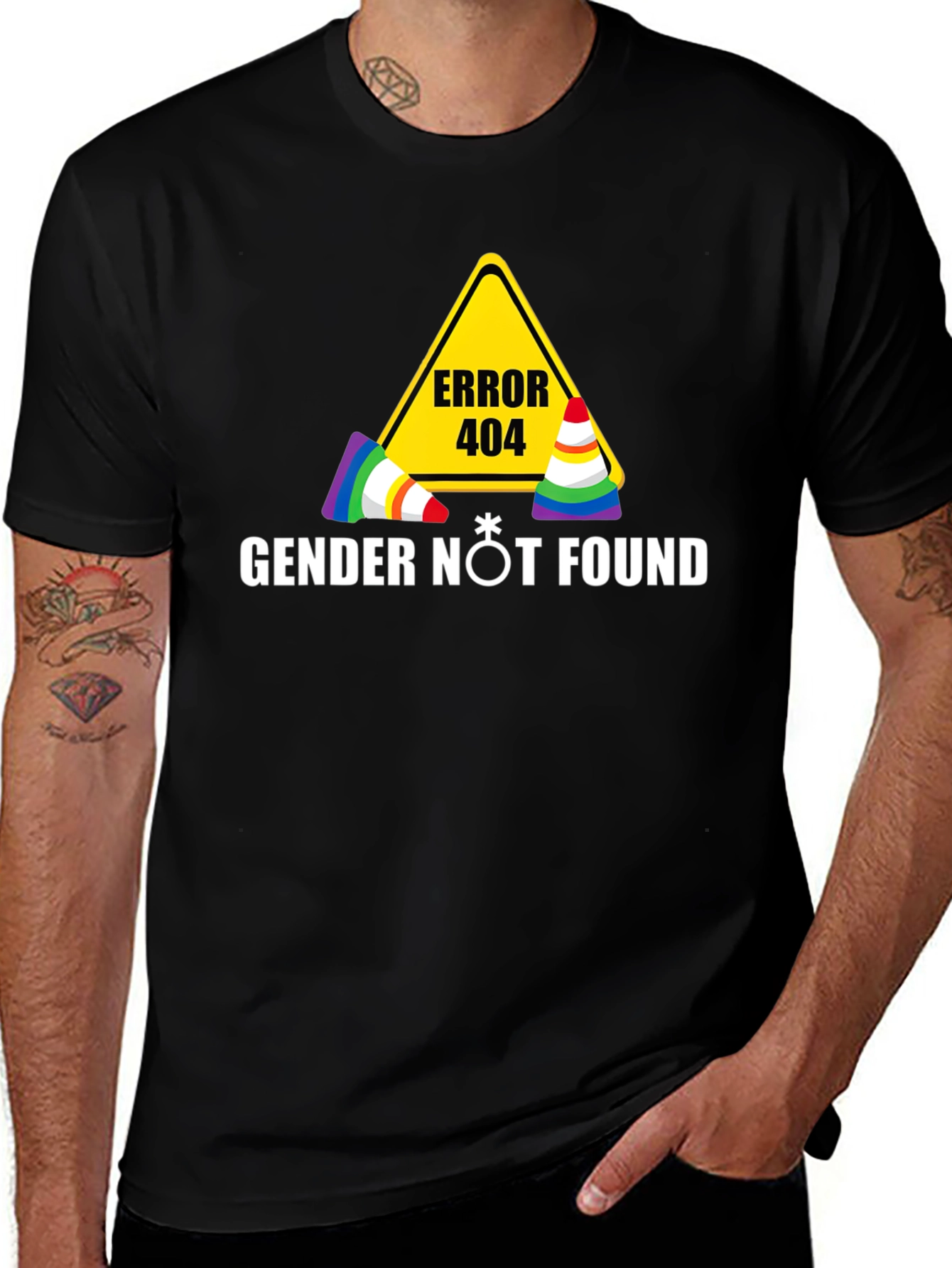 Error 404 Gender Not Found Black T-Shirt
