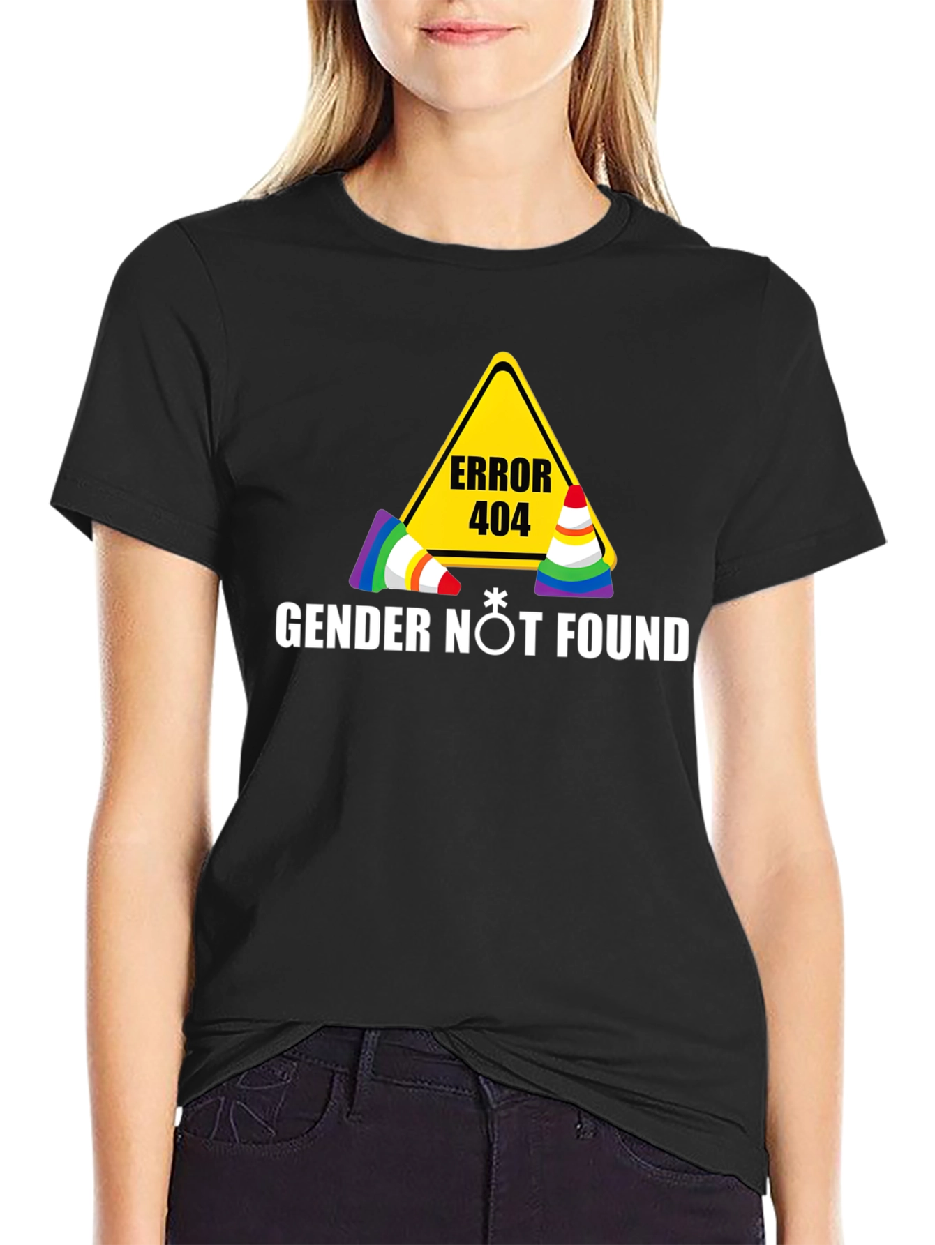 Error 404 Gender Not Found Black T-Shirt