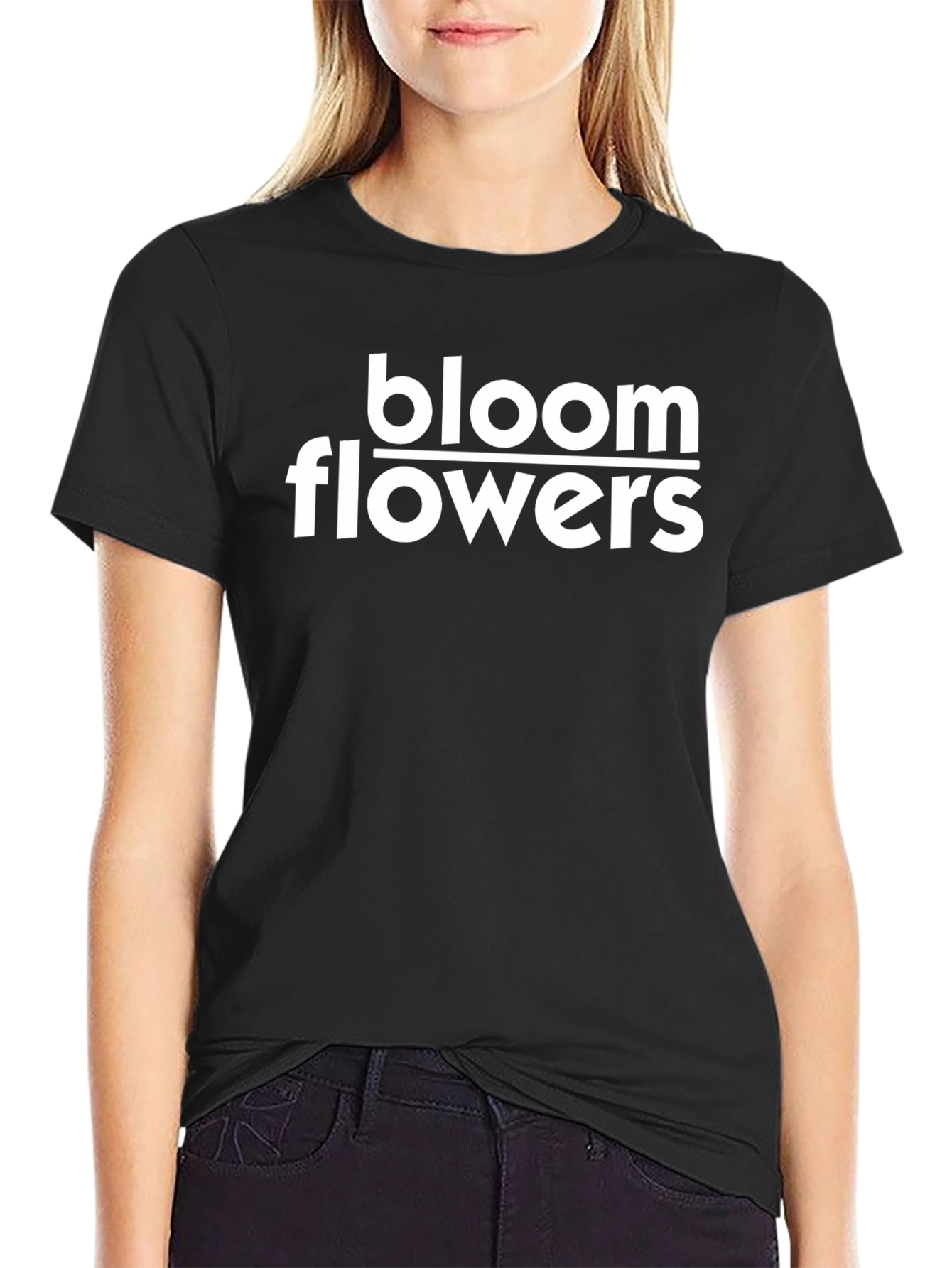 Bloom Flowers Graphic Tee - Stylish Black T-Shirt