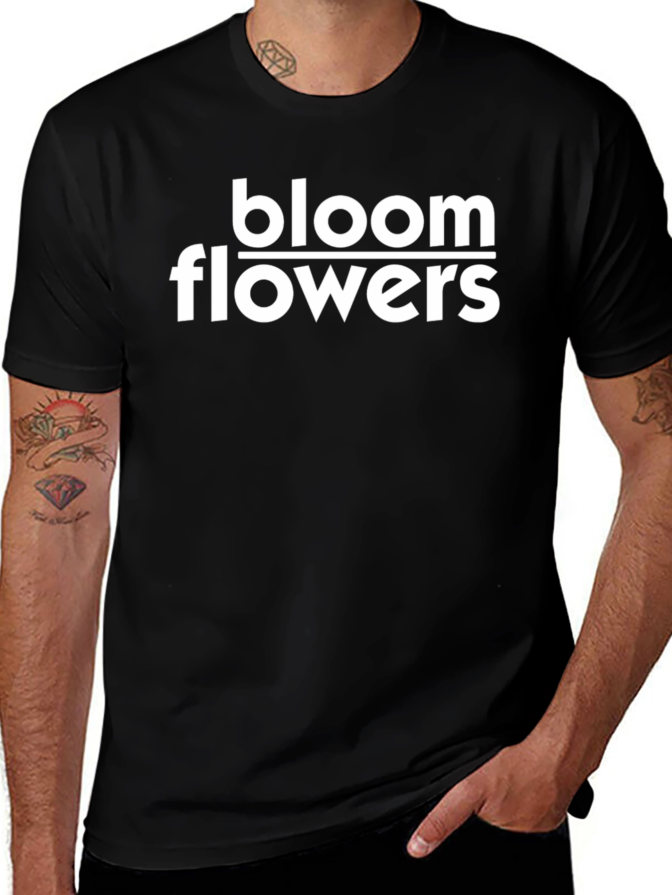 Bloom Flowers Graphic Tee - Stylish Black T-Shirt
