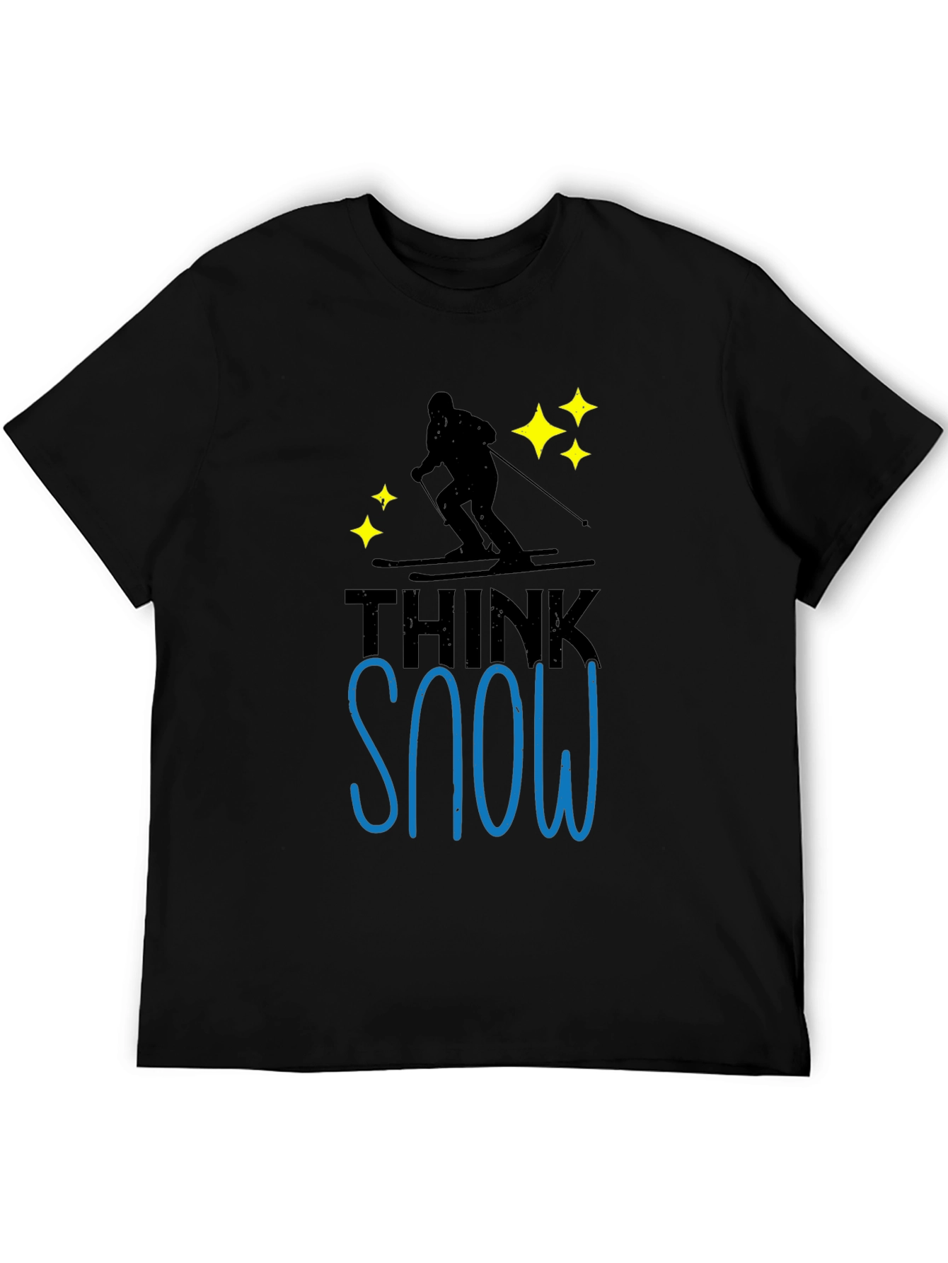 Think Snow Black T-Shirt Skiing Winter