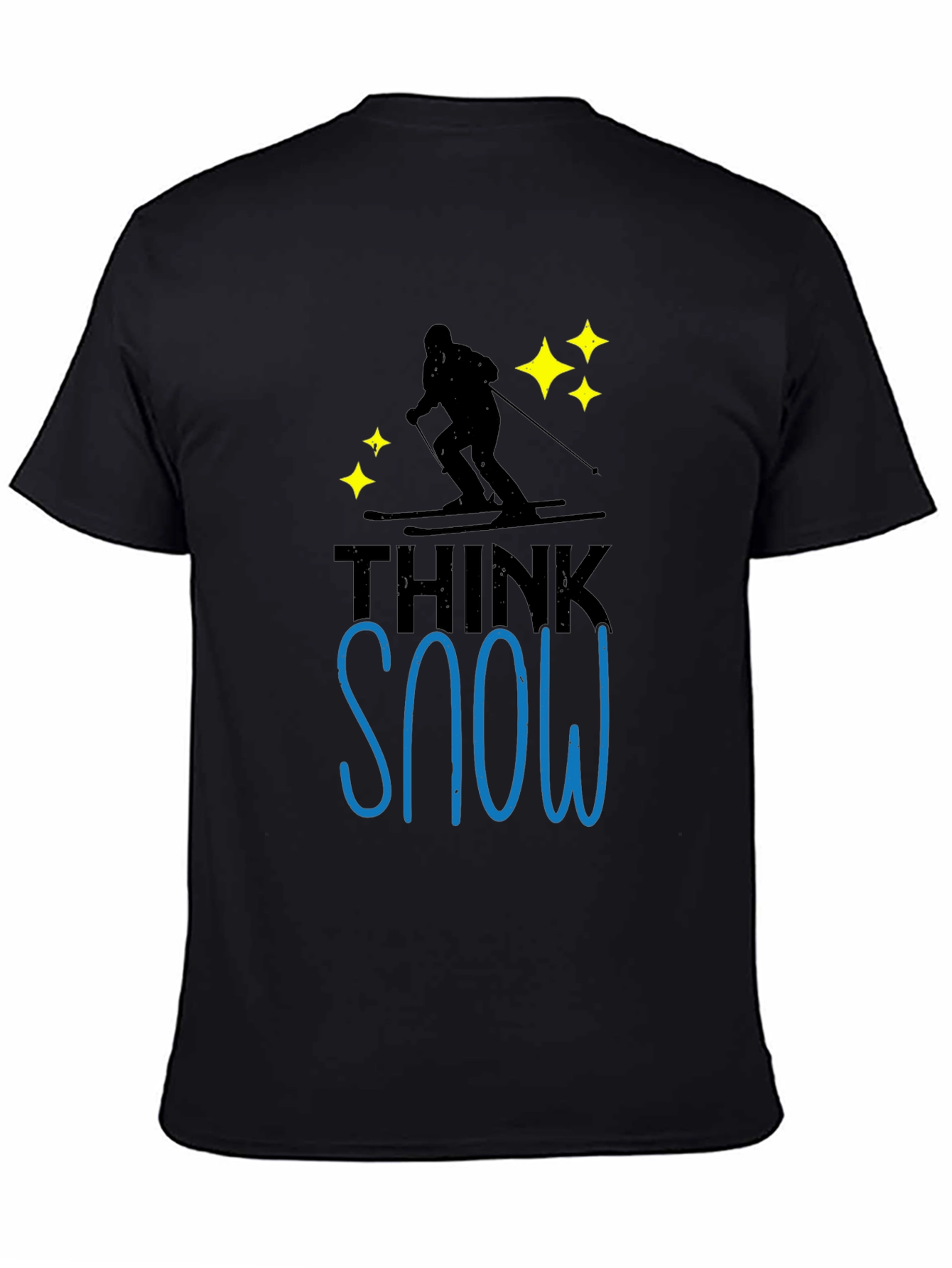 Think Snow Black T-Shirt Skiing Winter