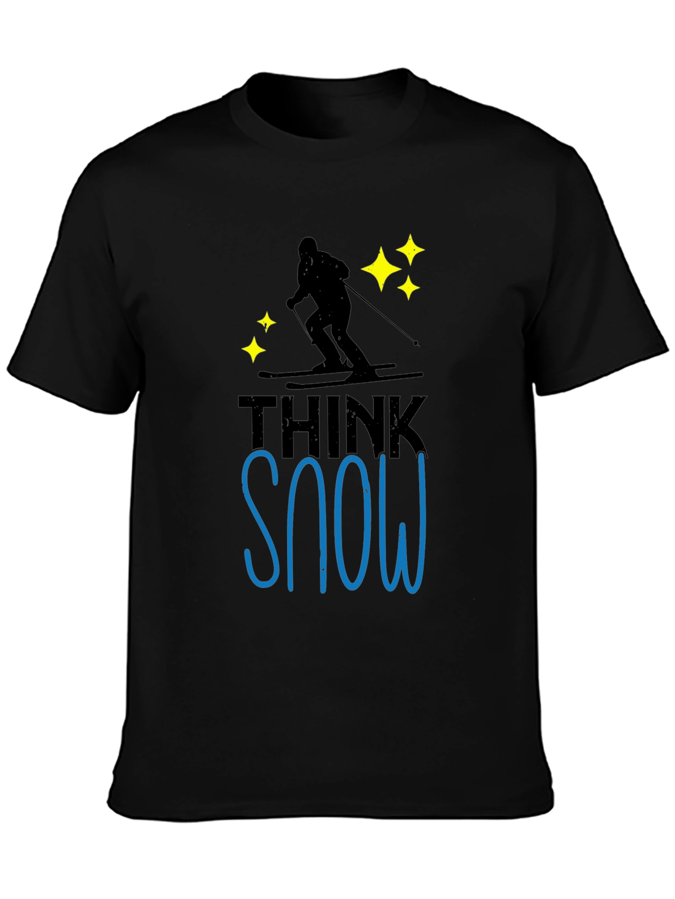 Think Snow Black T-Shirt Skiing Winter