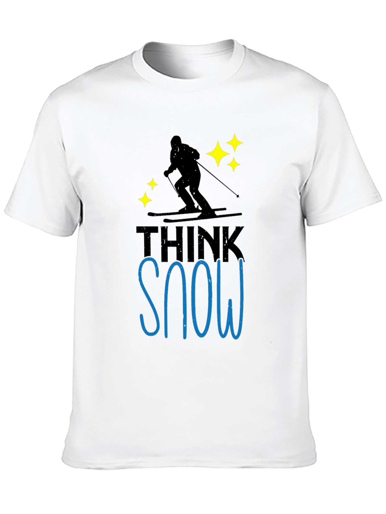 Think Snow Black T-Shirt Skiing Winter