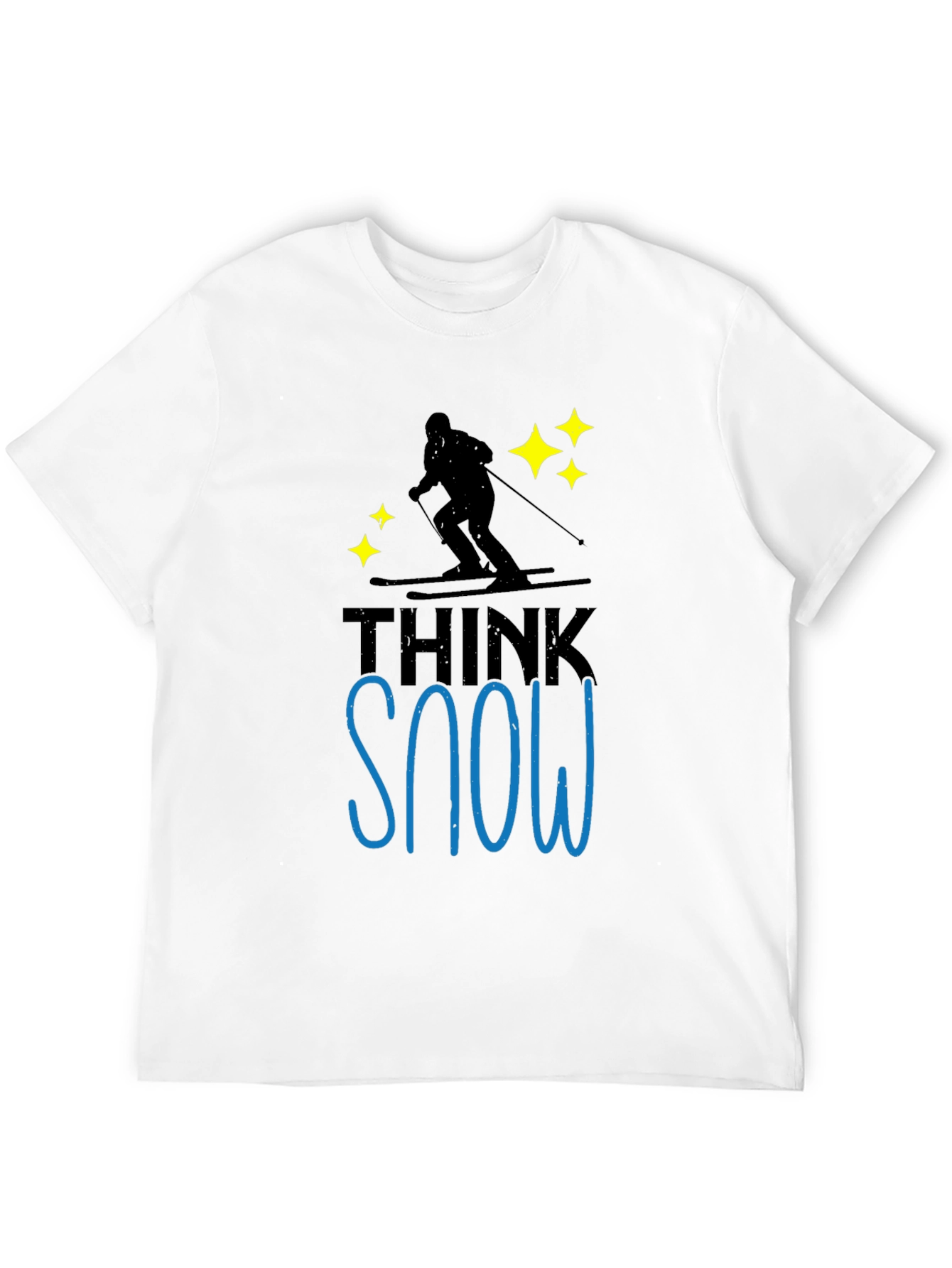 Think Snow Black T-Shirt Skiing Winter