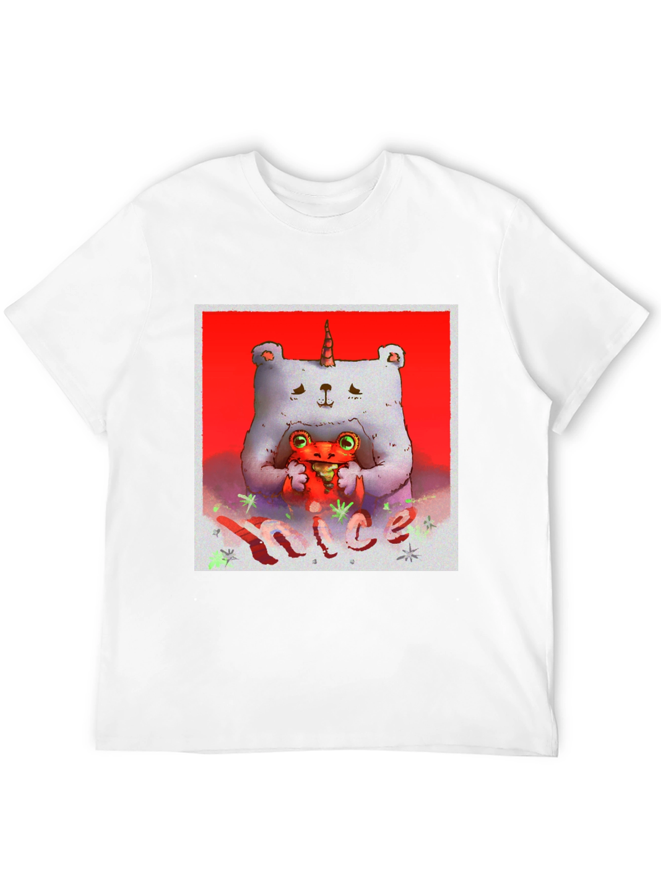 Unicorn Bear Hugging Creature Black Tee