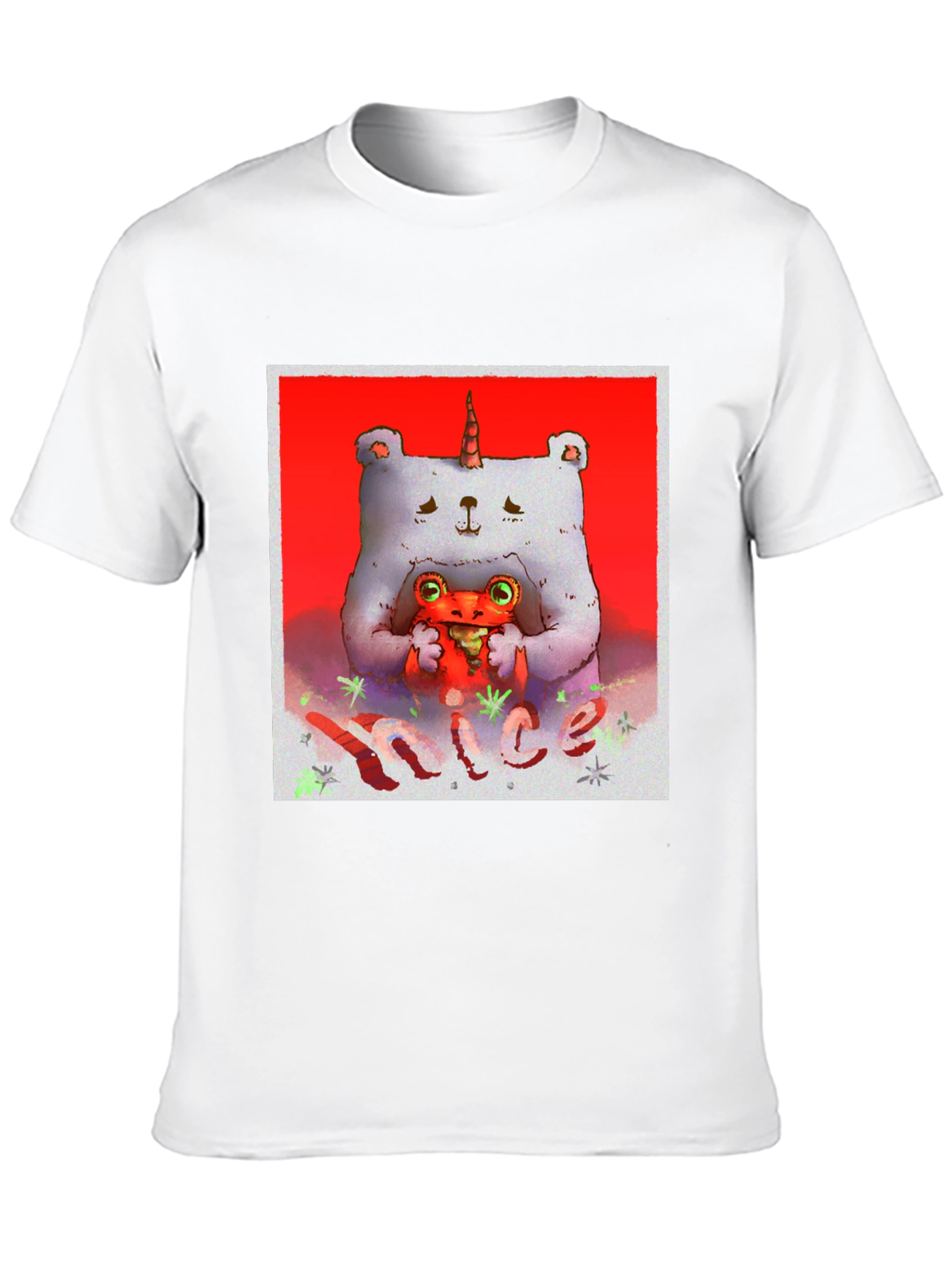 Unicorn Bear Hugging Creature Black Tee
