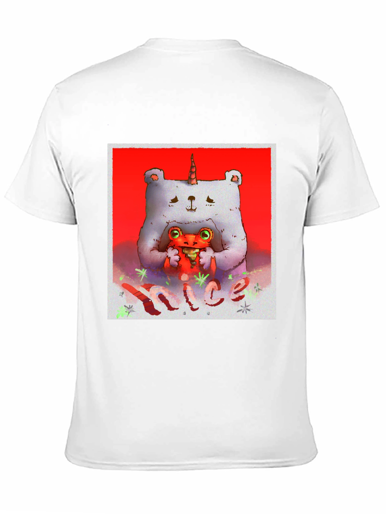 Unicorn Bear Hugging Creature Black Tee