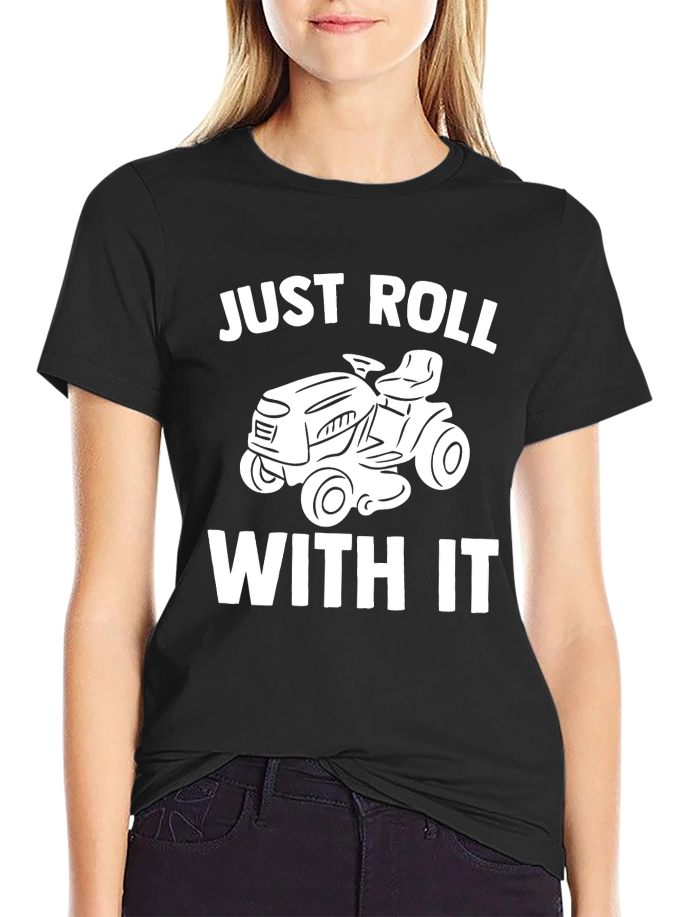 Just Roll With It Funny Lawn Mower Graphic Tee