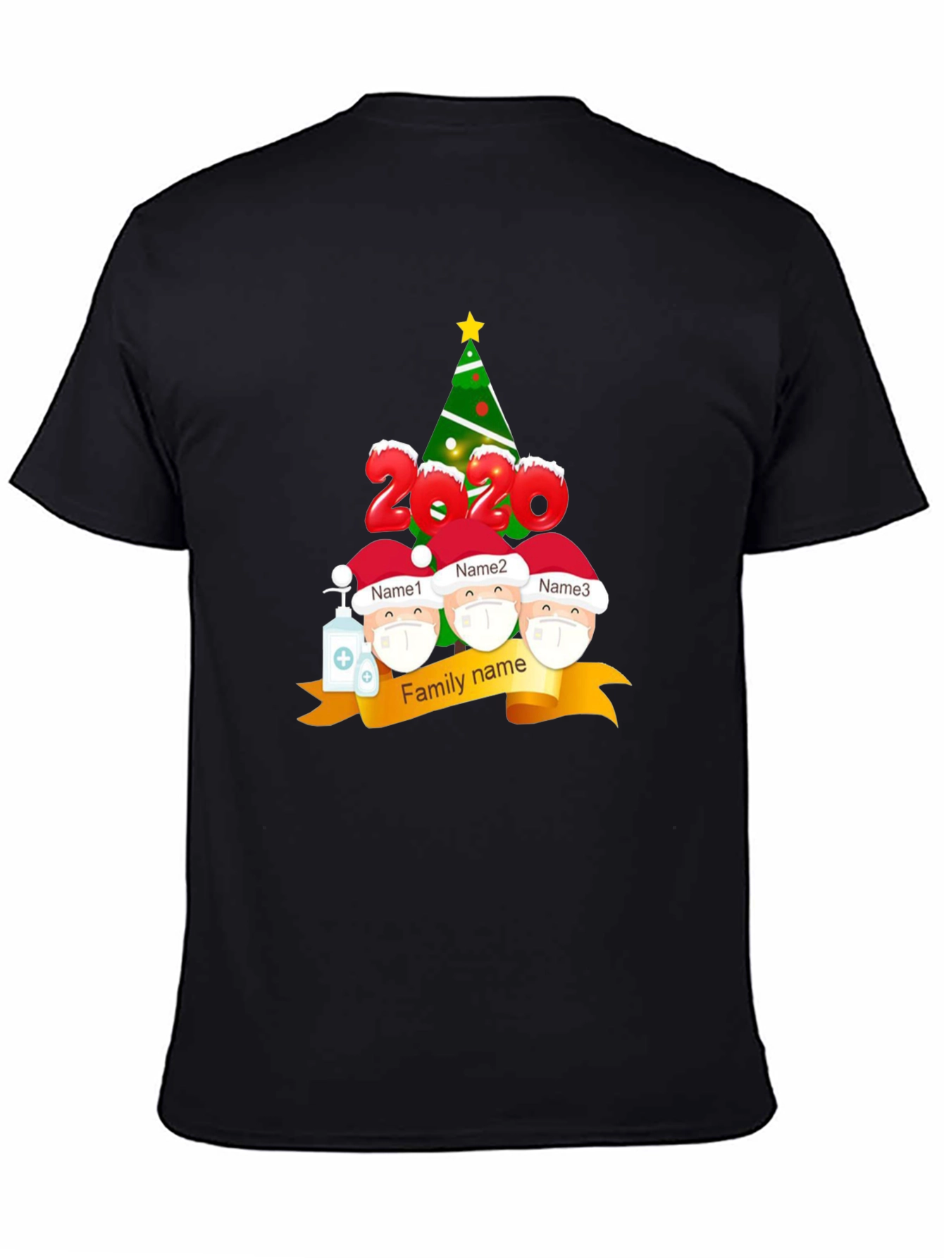 2020 Family Christmas T-Shirt Masked Characters