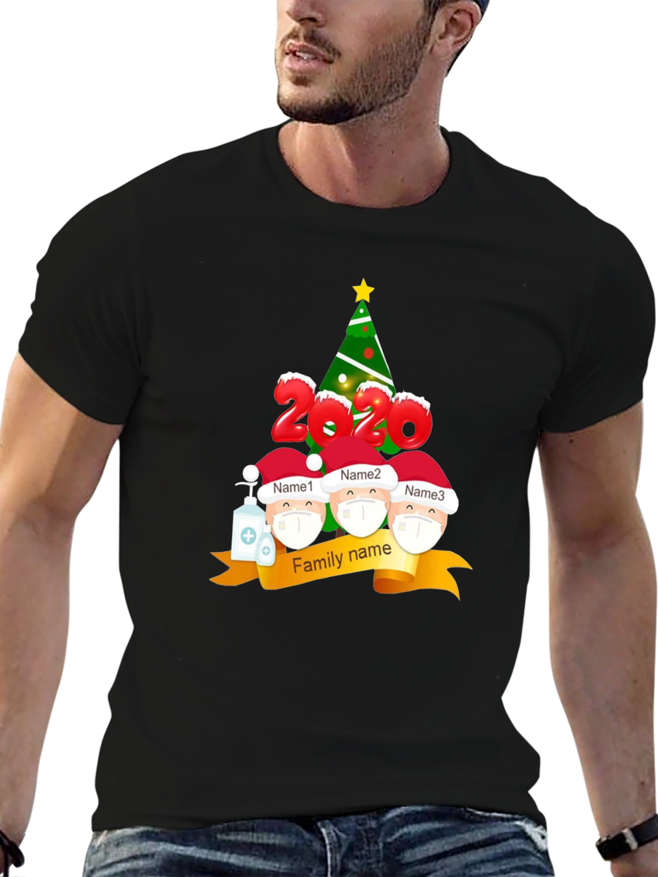 2020 Family Christmas T-Shirt Masked Characters