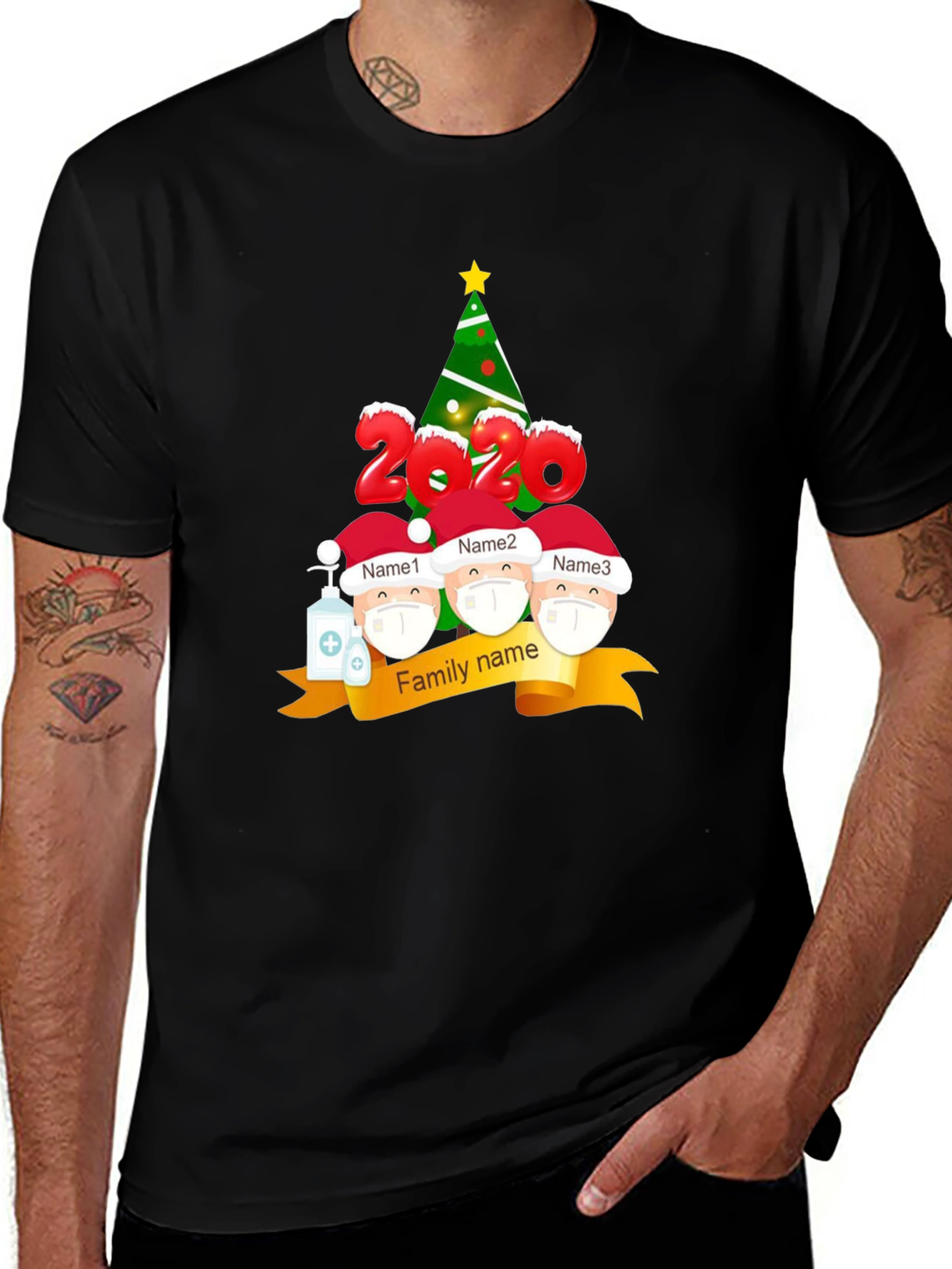 2020 Family Christmas T-Shirt Masked Characters
