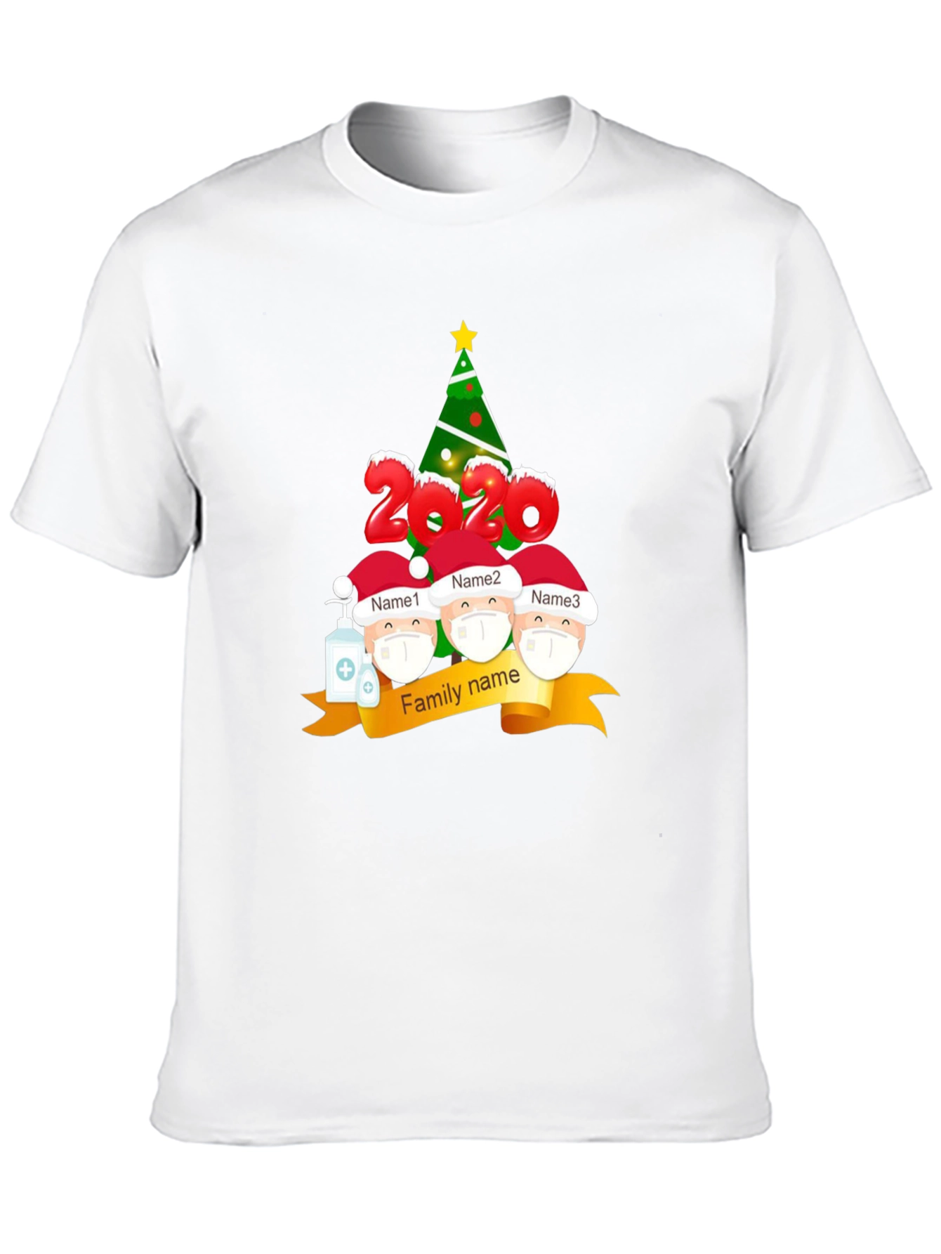 2020 Family Christmas T-Shirt Masked Characters
