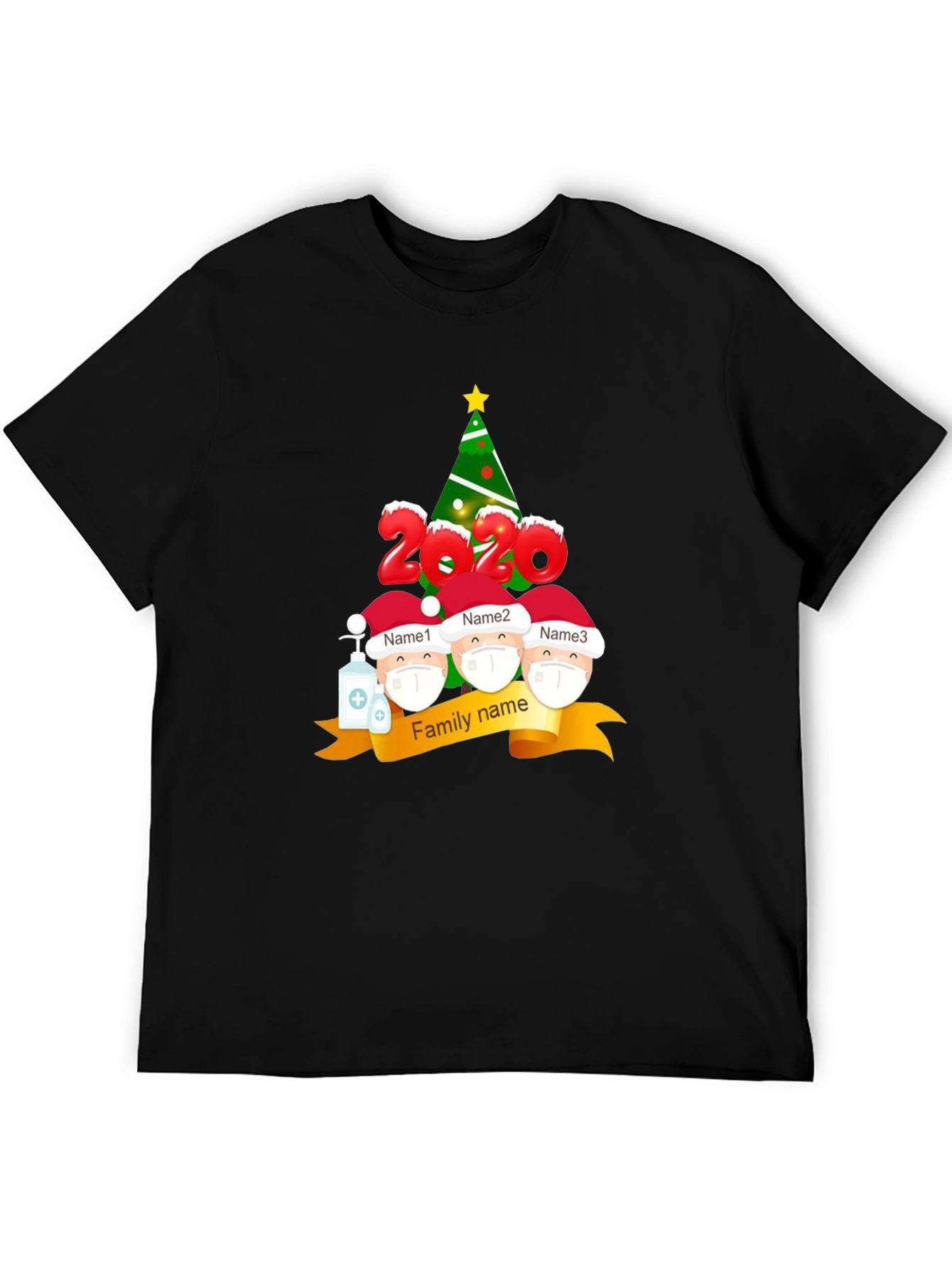 2020 Family Christmas T-Shirt Masked Characters