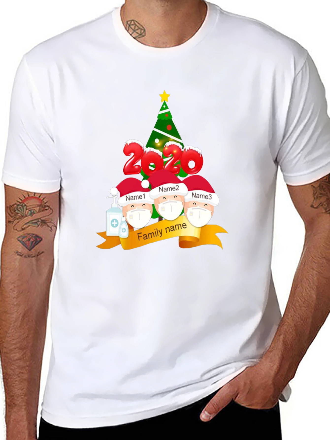 2020 Family Christmas T-Shirt Masked Characters