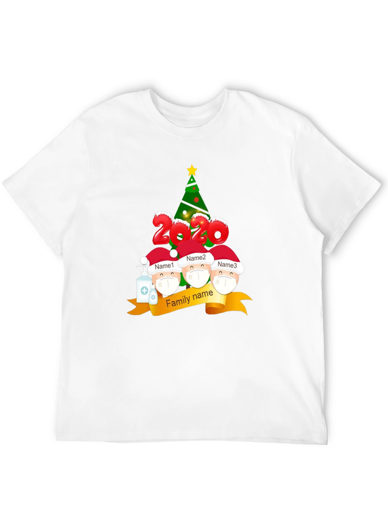 2020 Family Christmas T-Shirt Masked Characters