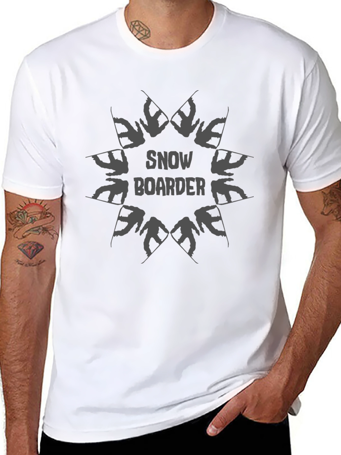 Snowboarder Graphic Print T-Shirt Black