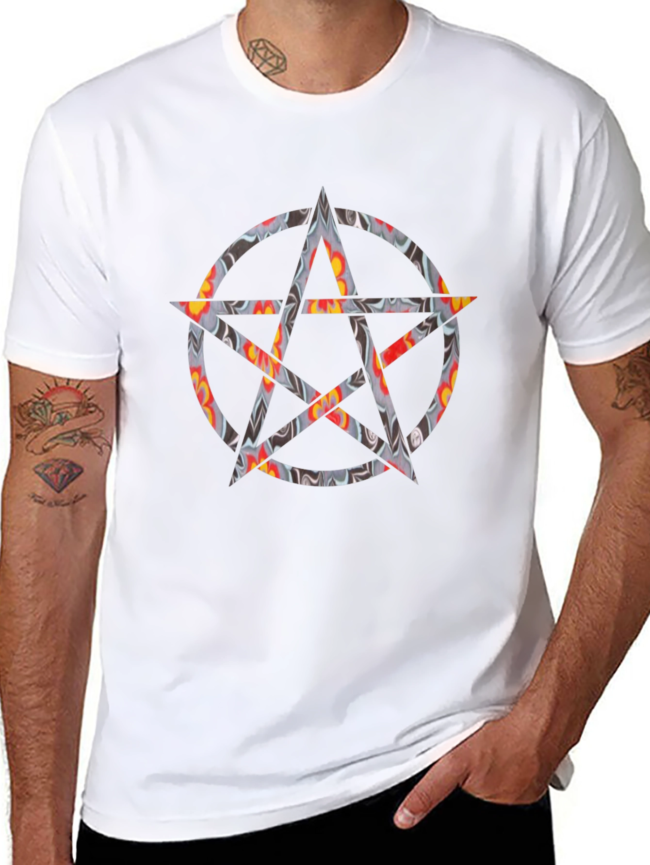 Statement Black Graphic Tee with Star Design