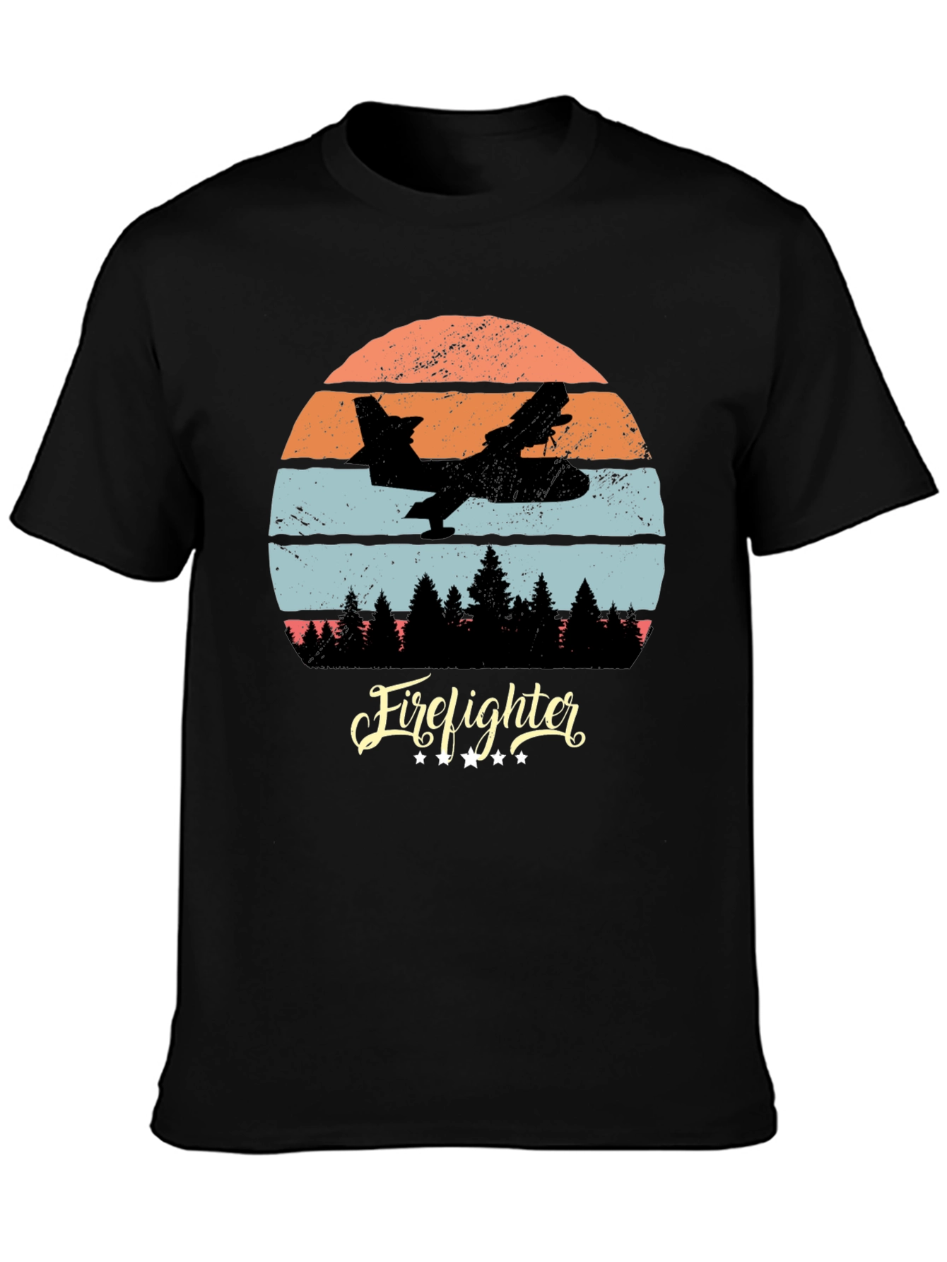 Firefighter Plane Retro T-Shirt