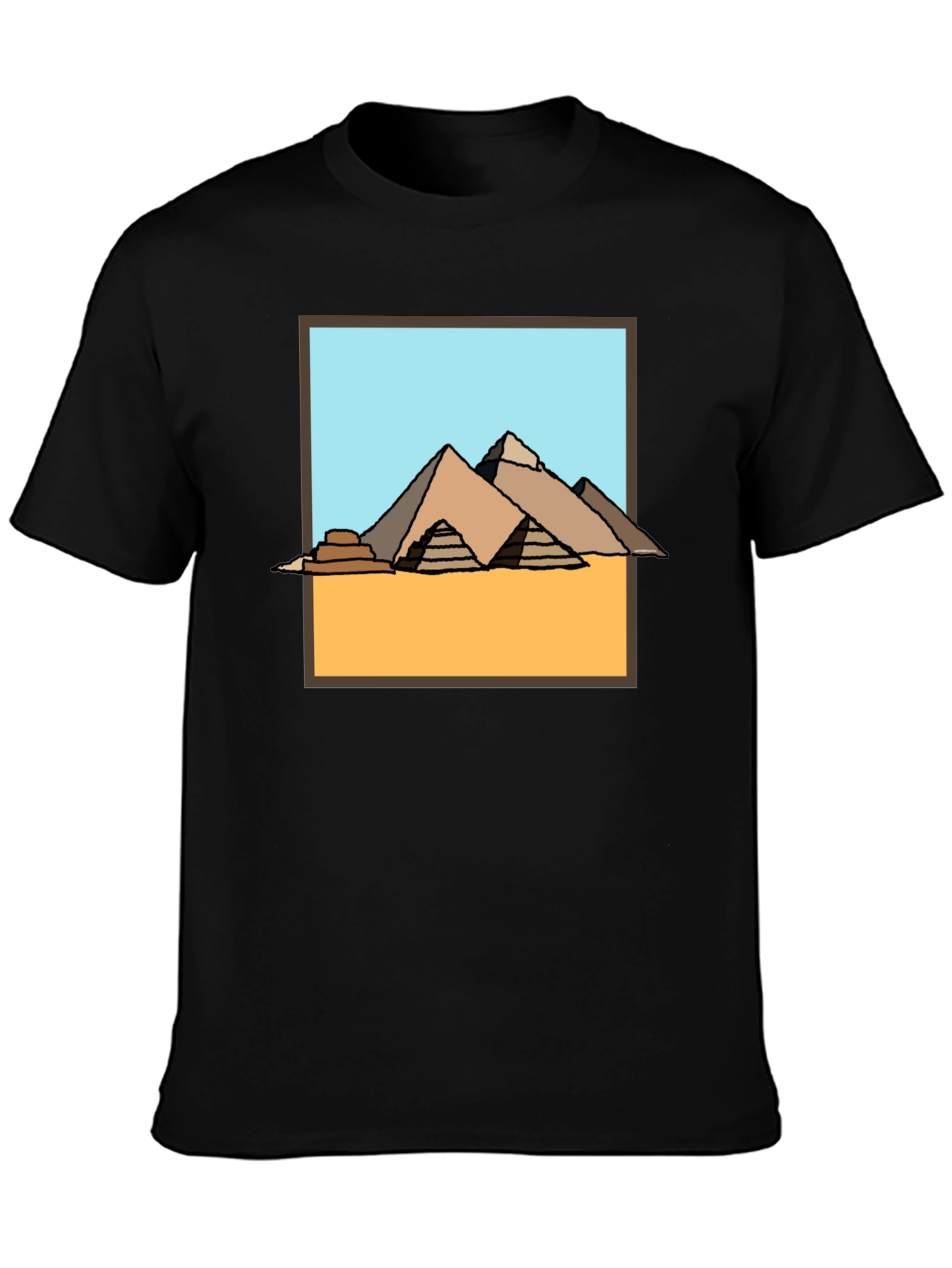 Egyptian Pyramid Graphic Tee - Black Cotton T-Shirt