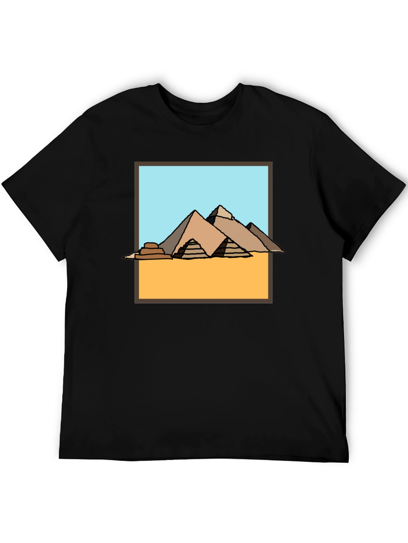 Egyptian Pyramid Graphic Tee - Black Cotton T-Shirt