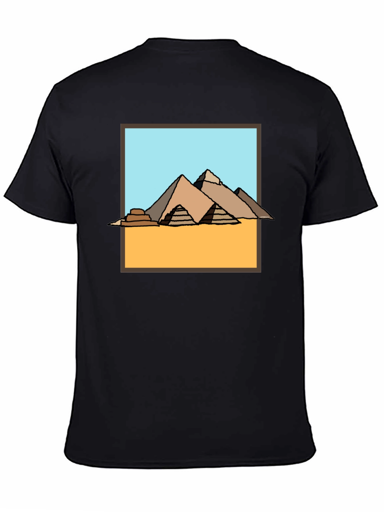 Egyptian Pyramid Graphic Tee - Black Cotton T-Shirt